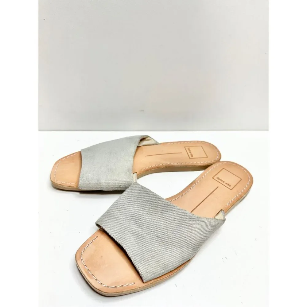 Dolce Vita Sandals Womens Size 8‎ Blue Denim Slip On Slides Open Toe